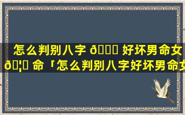 怎么判别八字 🕊 好坏男命女 🦁 命「怎么判别八字好坏男命女命婚姻」